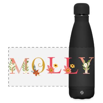MOLLY Name mit Blumen geschmückt - Matte Panorama Isolierflasche 500 ml - Schwarz - Vorne