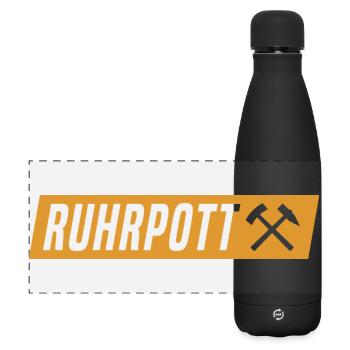 Ruhrpott - Ruhr Pott - Zeche - Zollverein - NRW - Matte Panorama Isolierflasche 500 ml - Schwarz - Vorne