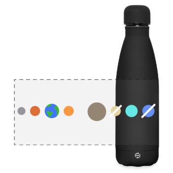 Sonnensystem Planeten - Matte Panorama Isolierflasche 500 ml - Schwarz - Vorne