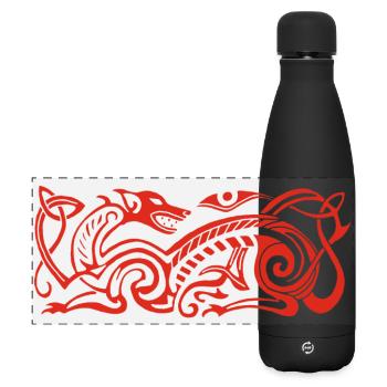 Keltischer Jagdhund (rot) - Matte Panorama Isolierflasche 500 ml - Schwarz - Vorne