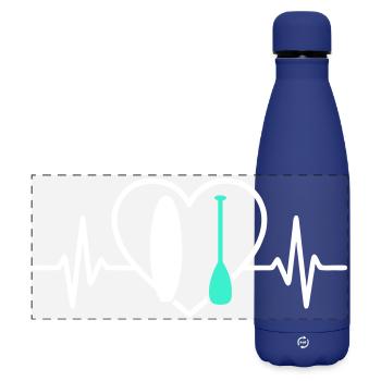 Paddle SUP Cœur Planche Vague Océan - Gourde isotherme panoramique mate 500 ml - bleu foncé  - Devant