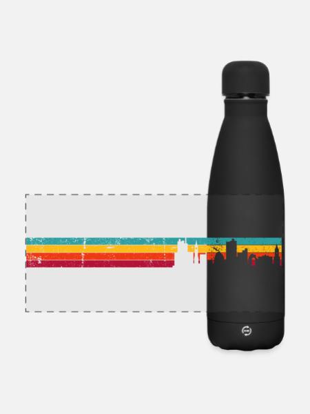 Dämmerung Regenbogen Skyline - Matte Panorama Isolierflasche 500 ml - Schwarz
