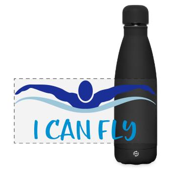 schwimmen - Matte Panorama Isolierflasche 500 ml - Schwarz - Vorne