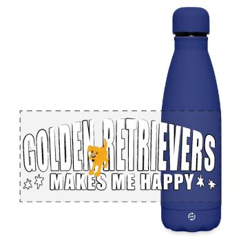 Golden Retrievers makes me happy - Matte Panorama Isolierflasche 500 ml - Dunkelblau  - Vorne