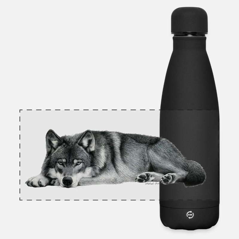 wolf - Matte Panoramic Thermal Bottle 500 ml - black