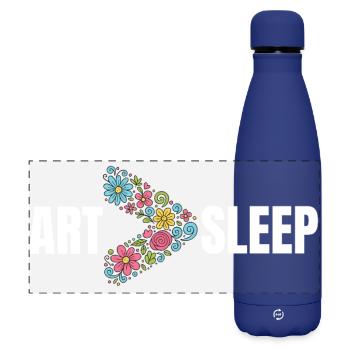 Blumenkunst > Schlaf – Lustiger Künstler T-Shirt - Matte Panorama Isolierflasche 500 ml - Dunkelblau  - Vorne