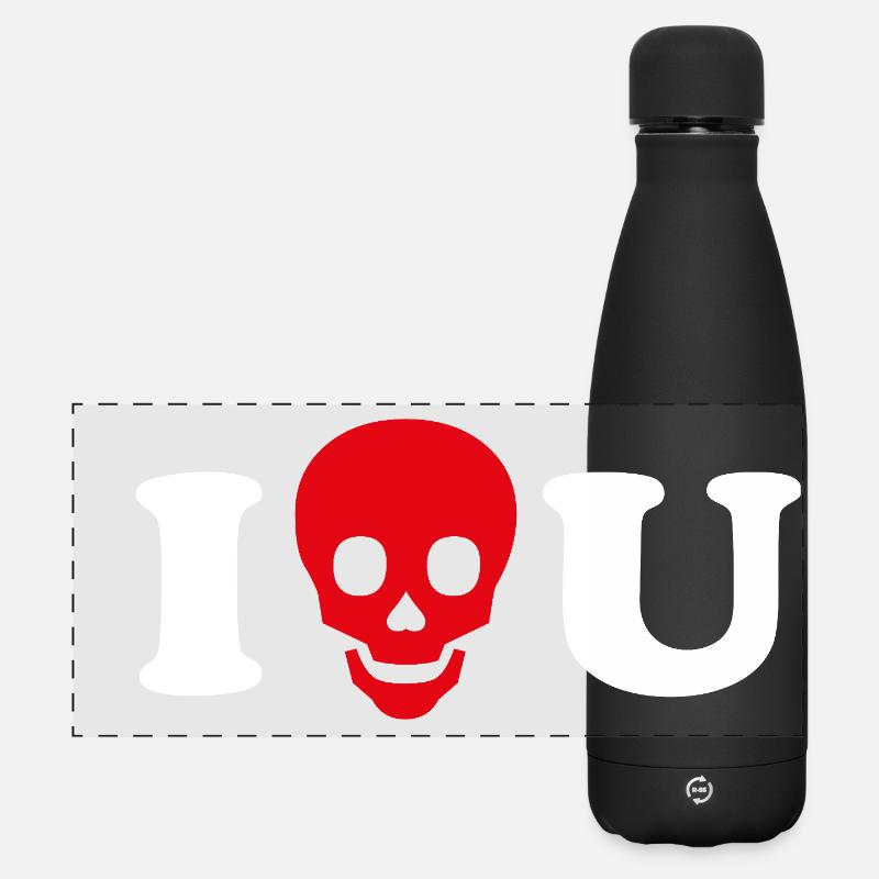 I love you / Skull - Matte Panoramic Thermal Bottle 500 ml - black