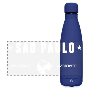 Sao Paulo Brazil Coordinates Earth White - Matte Panoramic Thermal Bottle 500 ml - dark blue  - Front
