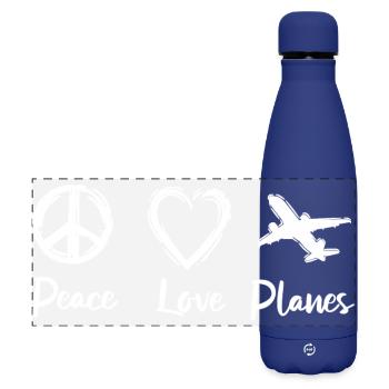 Peace Love Planes - Matte Panoramic Thermal Bottle 500 ml - dark blue  - Front