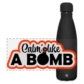 Calme comme une bombe Paradoxe Ironie Humour Blague explosive - Gourde isotherme panoramique mate 500 ml - noir - Devant