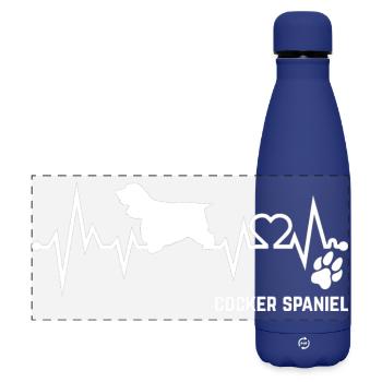 Cocker Spaniel Heartbeat Pulse ECG Cadeau pour chien - Gourde isotherme panoramique mate 500 ml - bleu foncé  - Devant