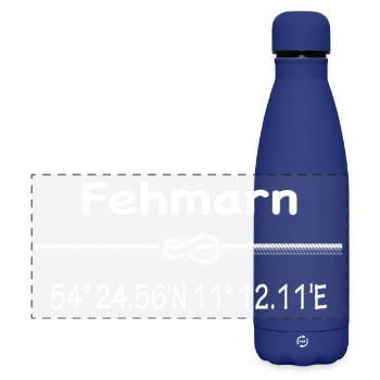 Fehmarn - Matte Panorama Isolierflasche 500 ml - Dunkelblau  - Vorne