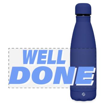 WELL DONE - Matte Panoramic Thermal Bottle 500 ml - dark blue  - Front