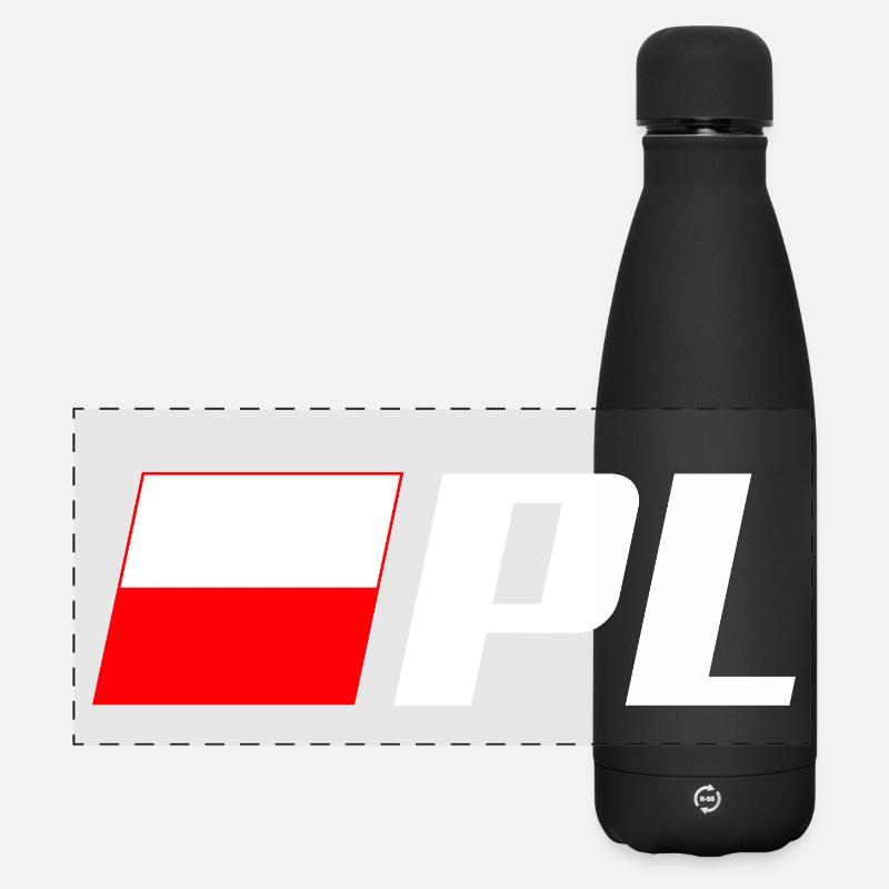 PL flag POLAND POLAND [LARGE] - Matte Panoramic Thermal Bottle 500 ml - black