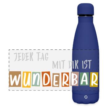 Jeder Tag mit dir ist Wunderbar - Matte Panorama Isolierflasche 500 ml - Dunkelblau  - Vorne