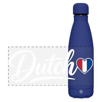 Écriture néerlandaise avec cœur de drapeau Éventail patriotique - Gourde isotherme panoramique mate 500 ml - bleu foncé  - Devant