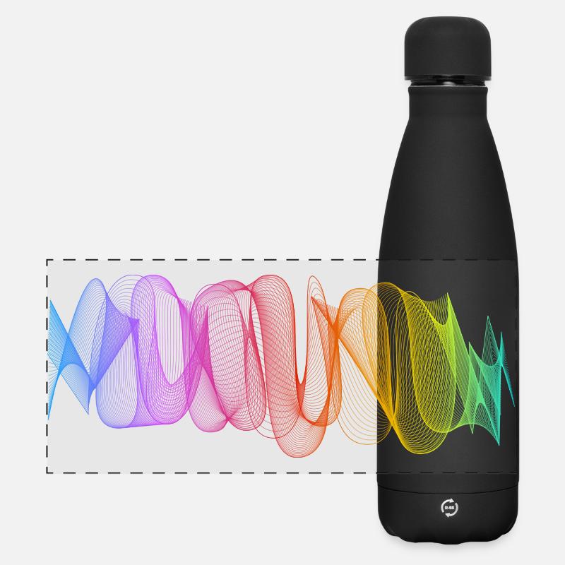 Abstrakte Linien Design 10 - Matte Panorama Isolierflasche 500 ml - Schwarz