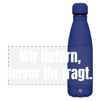 We deliver before you ask – large print - Matte Panoramic Thermal Bottle 500 ml - dark blue  - Front