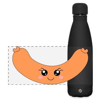 Kawaii Hotdog Wurst - Matte Panorama Isolierflasche 500 ml - Schwarz - Vorne
