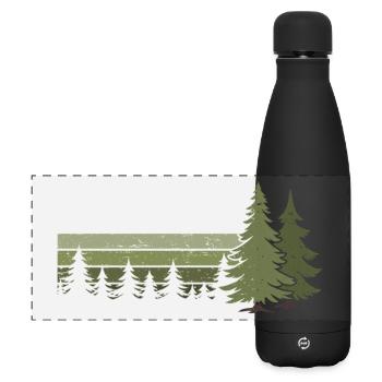 Wald Bäume Natur Naturliebhaber Wildnis Nadelbaum - Matte Panorama Isolierflasche 500 ml - Schwarz - Vorne