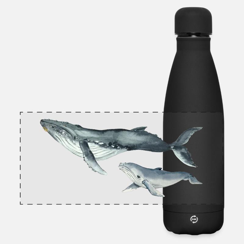 Whales - Matte Panoramic Thermal Bottle 500 ml - black