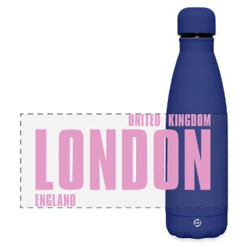 London Pink Bold Typography - Matte Panoramic Thermal Bottle 500 ml - dark blue  - Front