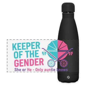 Révélation du sexe : la gardienne du genre que la tante connaît - Gourde isotherme panoramique mate 500 ml - noir - Devant