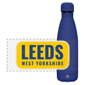 Leeds West Yorkshire Badge - Matte Panorama Isolierflasche 500 ml - Dunkelblau  - Vorne