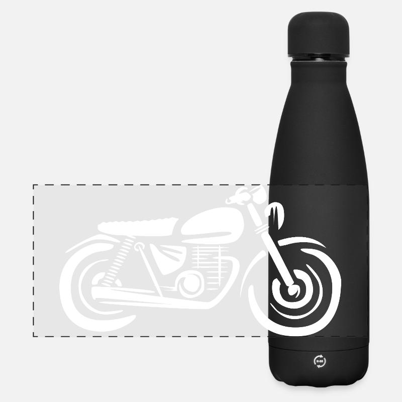 Moped and motorcycle cartoon - retro racing biker - Matte Panoramic Thermal Bottle 500 ml - black