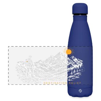 Hiker Sunrise Destination Relief Light - Matte Panoramic Thermal Bottle 500 ml - dark blue  - Front