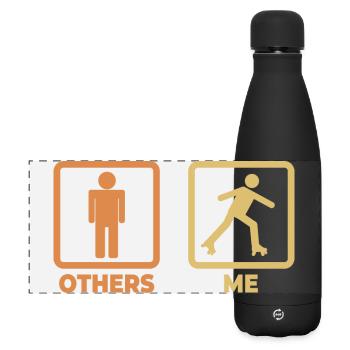 Rollschuhläufer Strichmännchen - Matte Panorama Isolierflasche 500 ml - Schwarz - Vorne