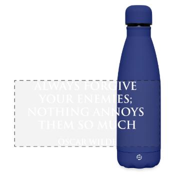 Citation inspirante Typographie Design - Gourde isotherme panoramique mate 500 ml - bleu foncé  - Devant