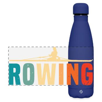 Rowing - Rudern - Ruderer - Ruderin - Matte Panorama Isolierflasche 500 ml - Dunkelblau  - Vorne