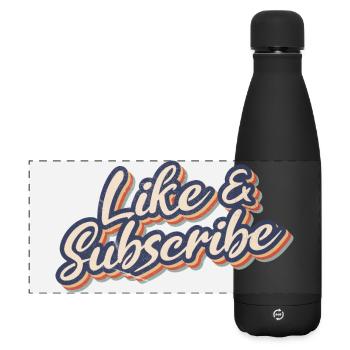 Like & Subscribe 70s Style - Matte Panoramic Thermal Bottle 500 ml - black - Front