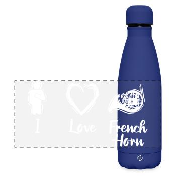 I Love French Horn - Matte Panoramic Thermal Bottle 500 ml - dark blue  - Front