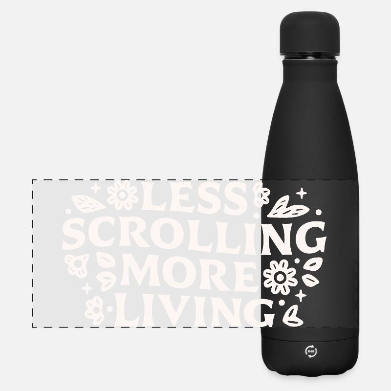 Hör auf, Offline-Zitate zu vernichten und zu scrollen. - Matte Panorama Isolierflasche 500 ml - Schwarz