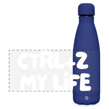 STRG+Z, MEIN LEBEN - Matte Panorama Isolierflasche 500 ml - Dunkelblau  - Vorne