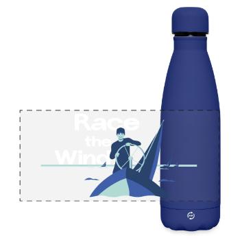 Course the Wind – Mention de l’équipe de régate - Gourde isotherme panoramique mate 500 ml - bleu foncé  - Devant