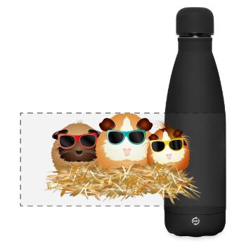 cool guinea pig group with sunglasses - Matte Panoramic Thermal Bottle 500 ml - black - Front