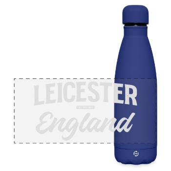 Leicester England Vintage Script - Gourde isotherme panoramique mate 500 ml - bleu foncé  - Devant