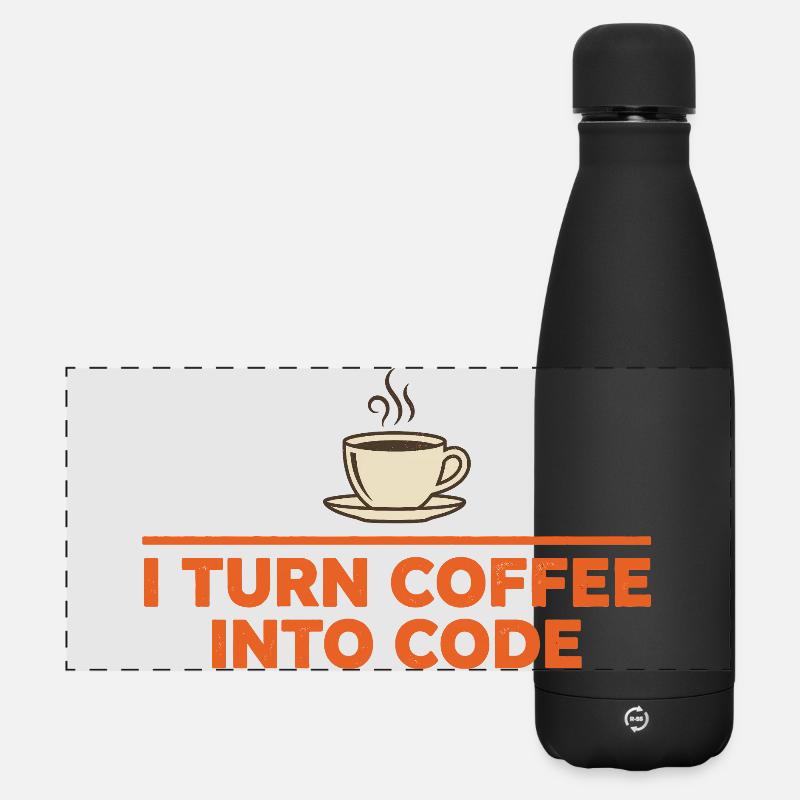 I Turn Coffee Into Code – Programmierer Retro - Matte Panorama Isolierflasche 500 ml - Schwarz