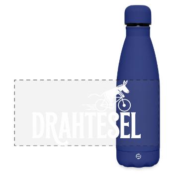 Drahtesel Lustiger Esel Auf Fahrrad Design - Matte Panorama Isolierflasche 500 ml - Dunkelblau  - Vorne