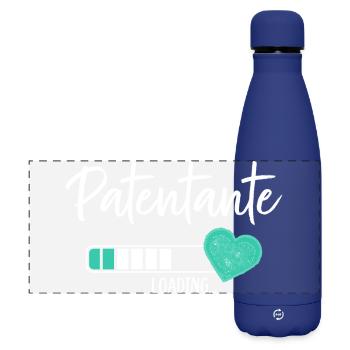 Patentante Loading Herz Patin Patenkind Junge - Matte Panorama Isolierflasche 500 ml - Dunkelblau  - Vorne