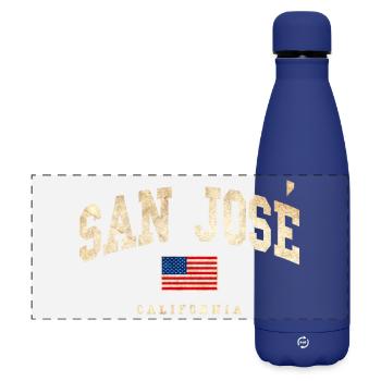 San Jose Vintage Flag California - Matte Panoramic Thermal Bottle 500 ml - dark blue  - Front