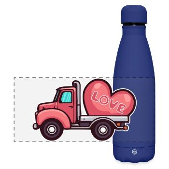 Camion avec coeur LOVE Saint-Valentin - Gourde isotherme panoramique mate 500 ml - bleu foncé  - Devant