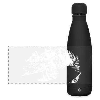 Moto Dolomites Montagnes Motard Symbole Nature Logo - Gourde isotherme panoramique mate 500 ml - noir - Devant