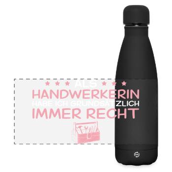 Handwerkerin hat grundsätzlich immer recht - Matte Panorama Isolierflasche 500 ml - Schwarz - Vorne