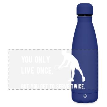 Tennis - Du lebst nur einmal, aber du darfst aufschlagen - Matte Panorama Isolierflasche 500 ml - Dunkelblau  - Vorne