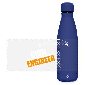 Civil Engineer Crane Motif - Matte Panoramic Thermal Bottle 500 ml - dark blue  - Front