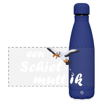 een Schiet mutt ik - plattdeutsch Spruch - Matte Panorama Isolierflasche 500 ml - Dunkelblau  - Vorne
